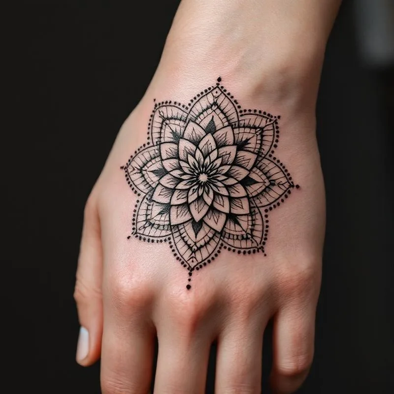 Dotwork mandala tattoo