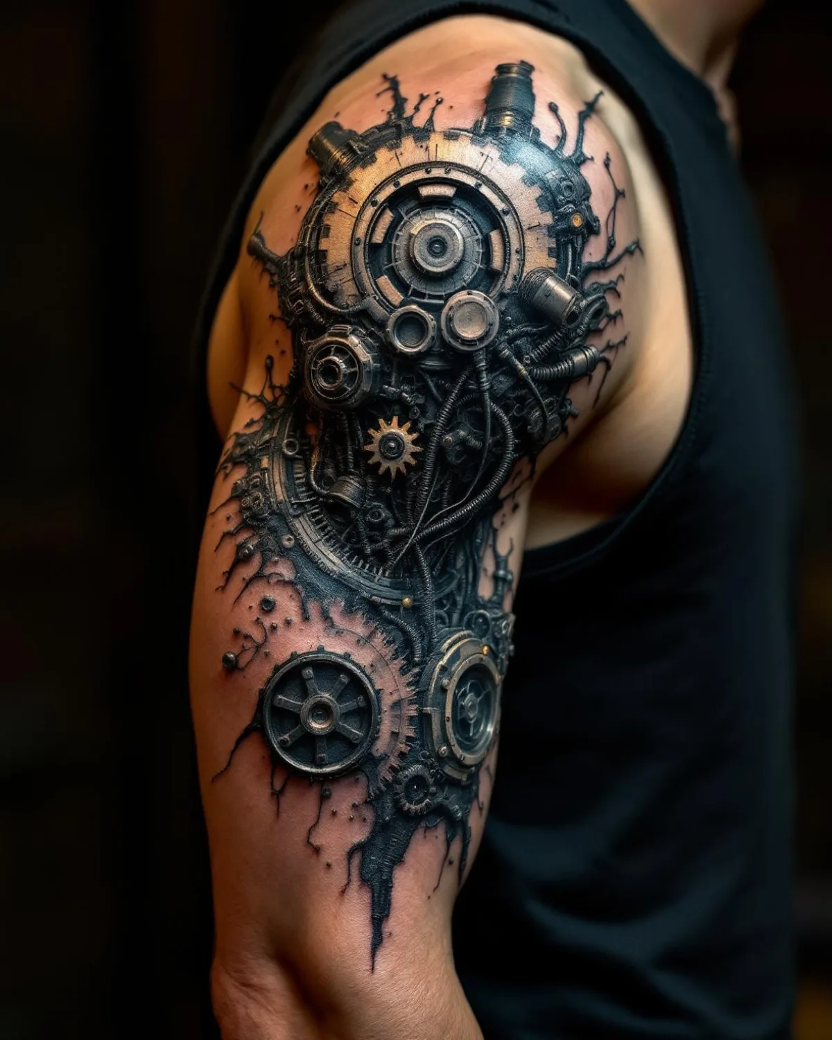 A representative tattoo in the Biomechanical style